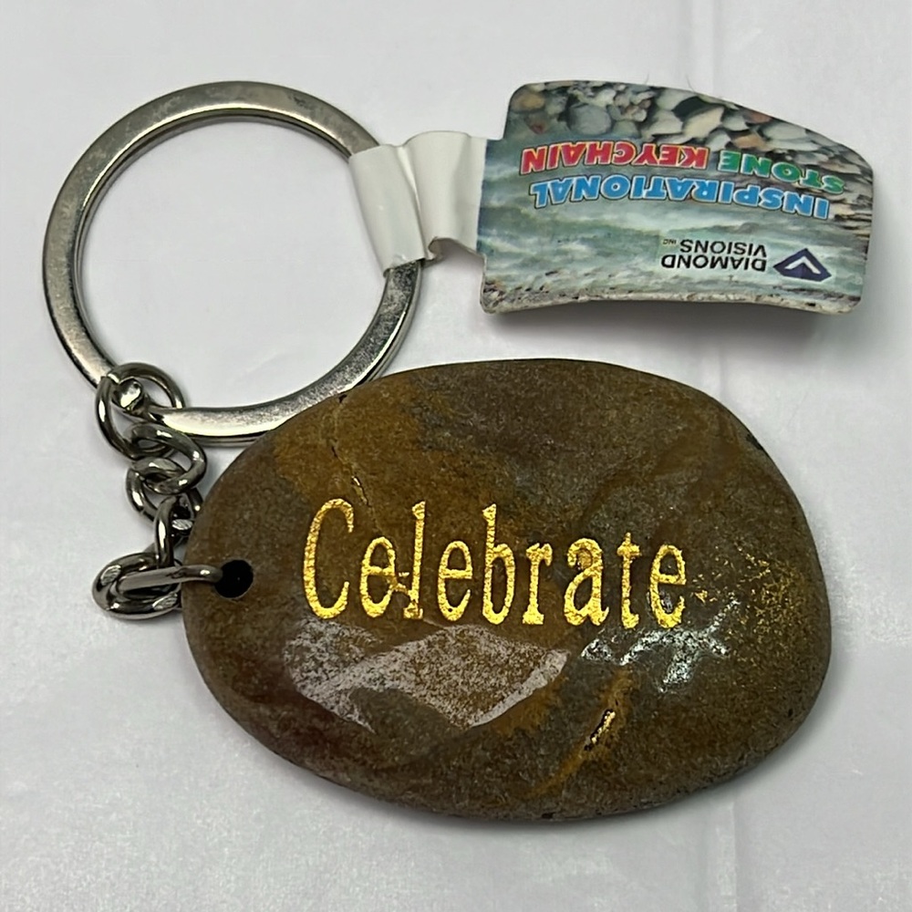 Celebrate Stone Keychain Inspirational New - Picture 2 of 7